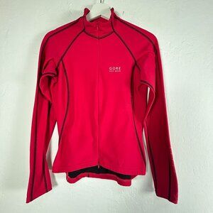 Gore Bike Wear Womens Cycling Jacket Red Small Full-Zip Mock Neck Stretch Active